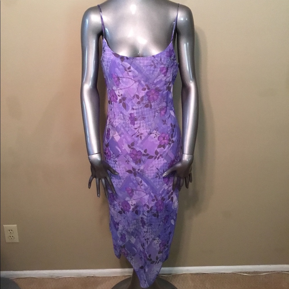 Vintage Bayer Too purple floral sleeveless dress